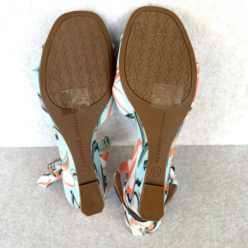Adrienne Vittadini  Angi Wedge Sandals Size 5.5 Coral Mint Green Orange NEW